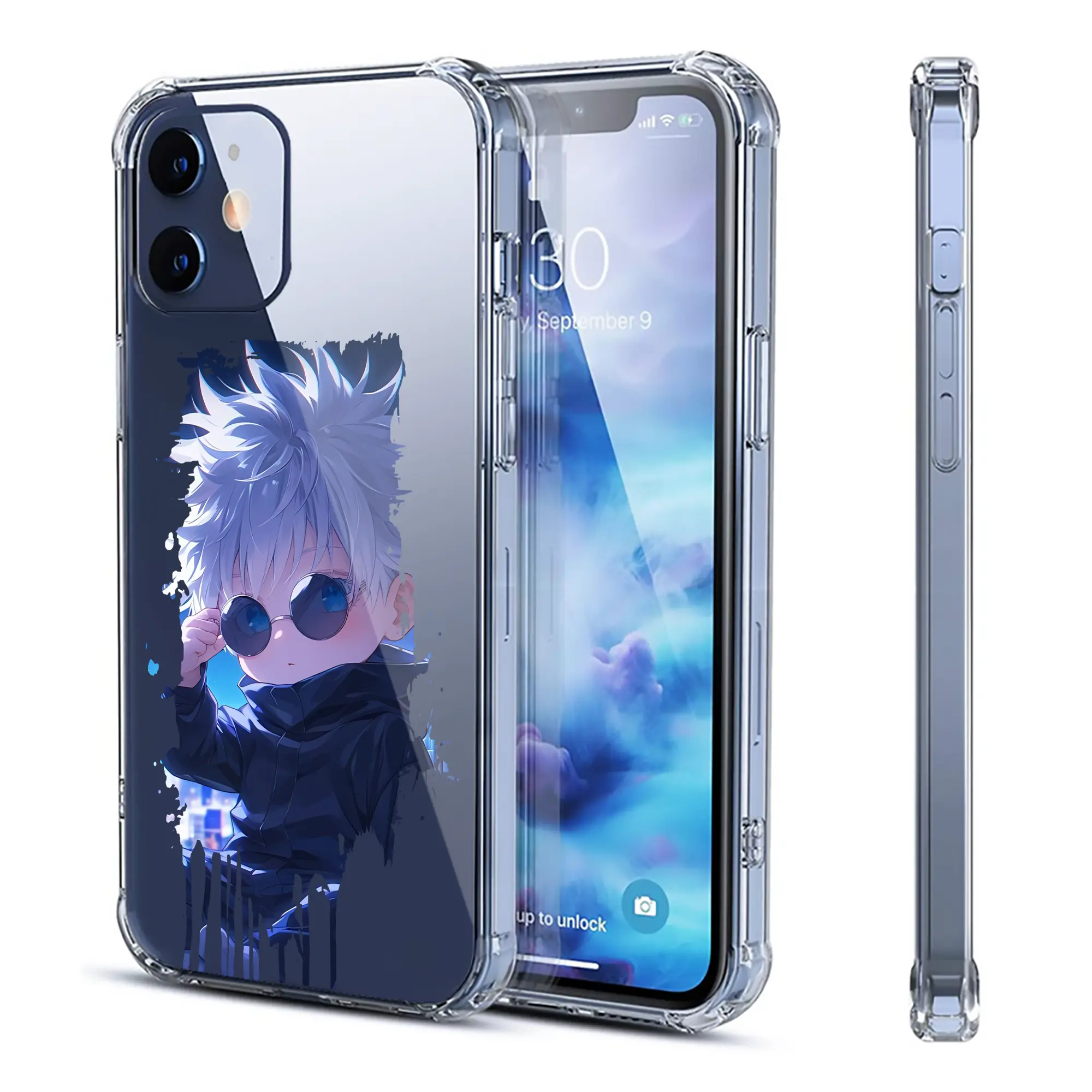 呪術廻戦 グッズ,五条 悟 - IPhone 12シリーズ対応 ・ 透明スマホケース ・ クリアソフトケース ・ TPU素材 ・ 耐衝撃 ・ 高密着 ・ 防汚 防指紋 ・ 簡単着脱